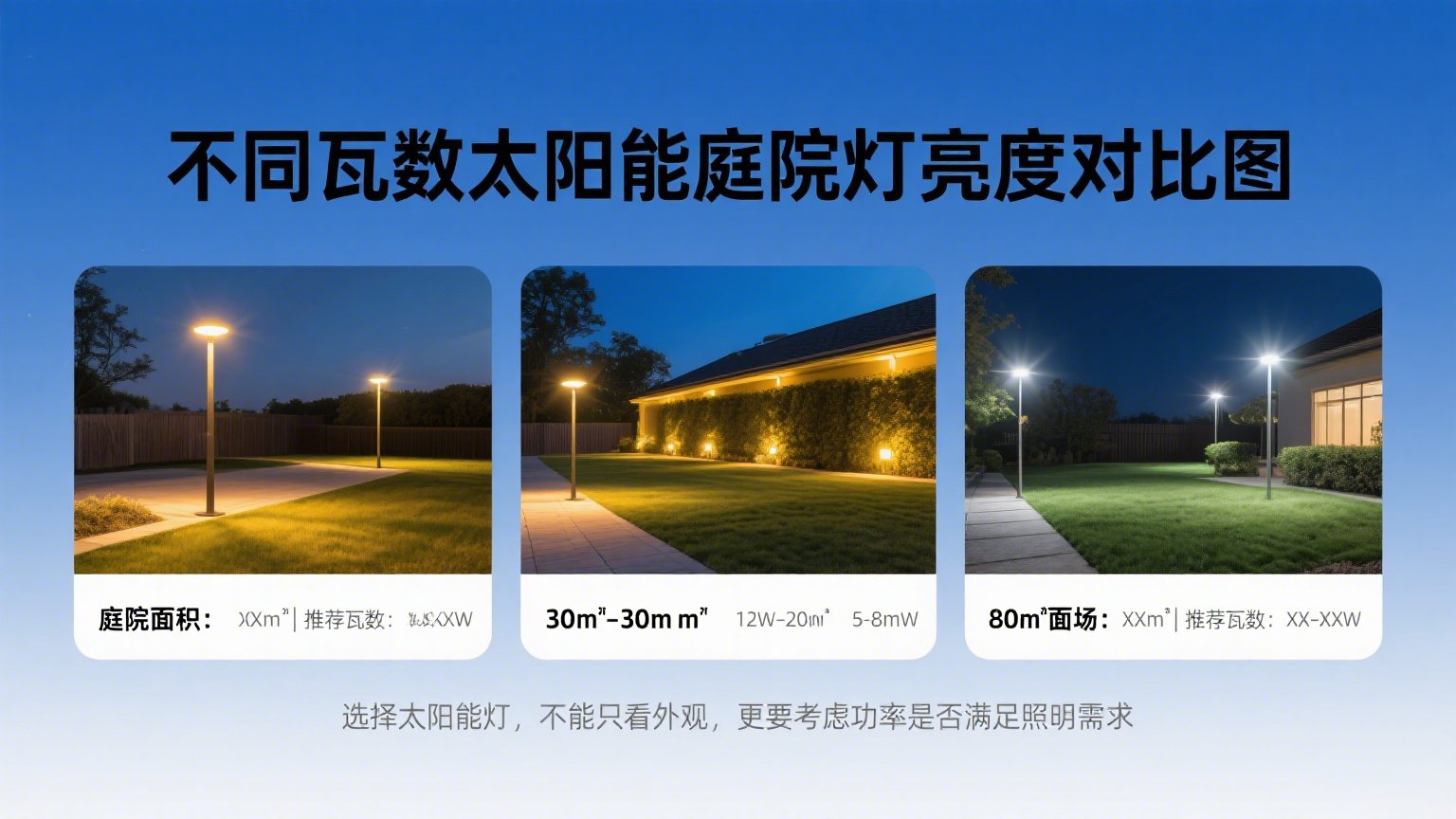 不同瓦數(shù)太陽能亮度對(duì)比圖