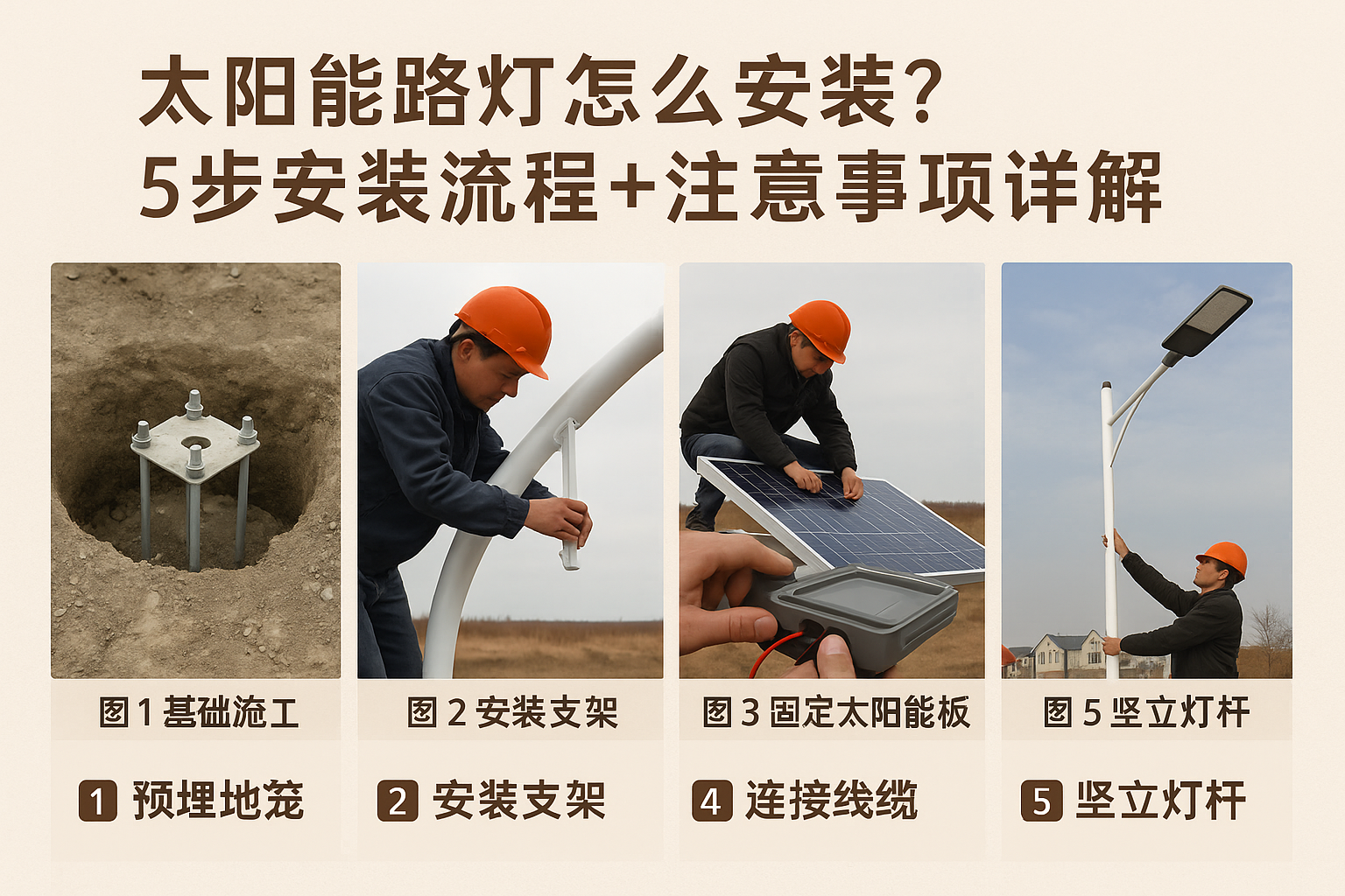 太陽能路燈怎么安裝？5步安裝流程+注意事項(xiàng)詳解